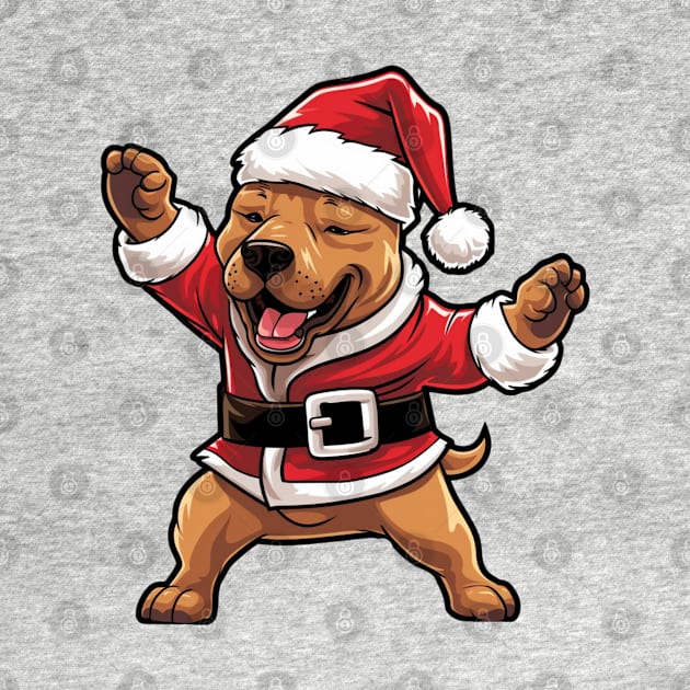 Cartoon Christmas Staffordshire Bull Terrier Dog Dancing by Chromatic Fusion Studio